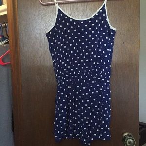 Spaghetti adjustable strapped polka dot romper